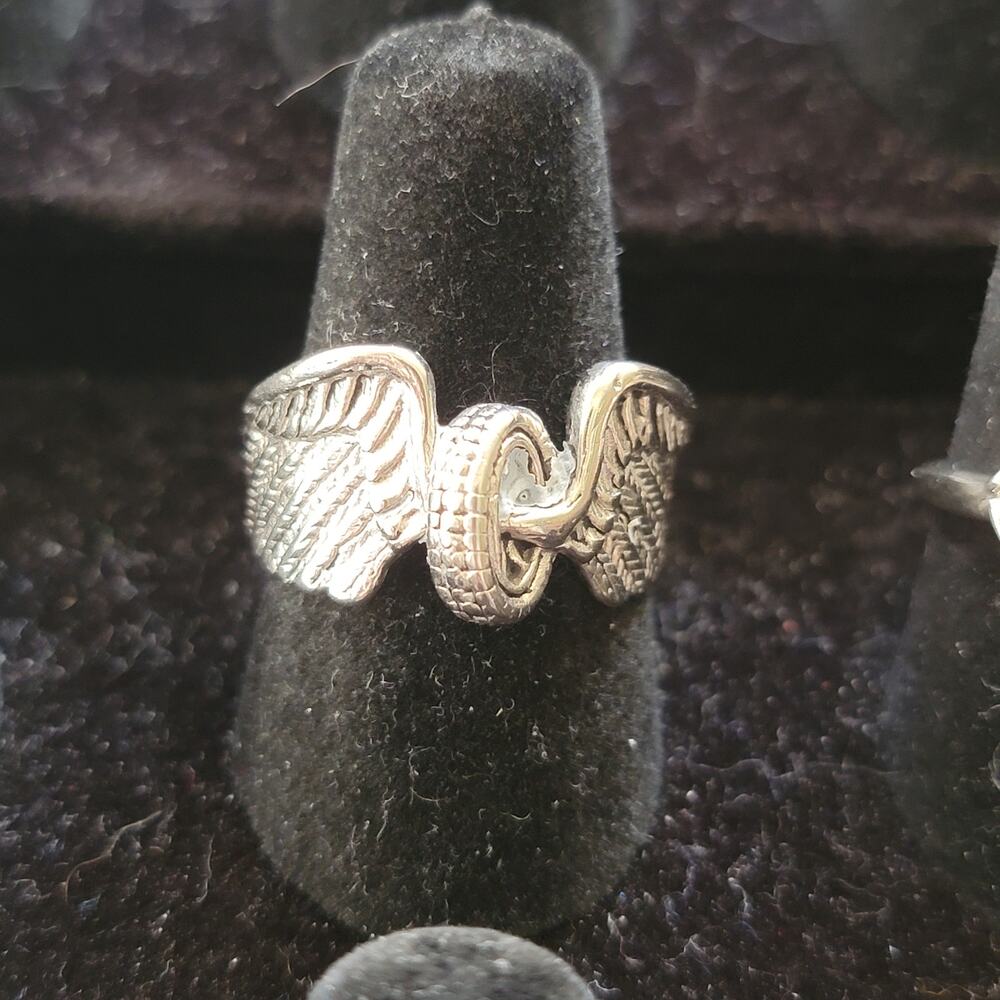 Vintage Sterling Silver Winged Wheel Ring Size US 7.5